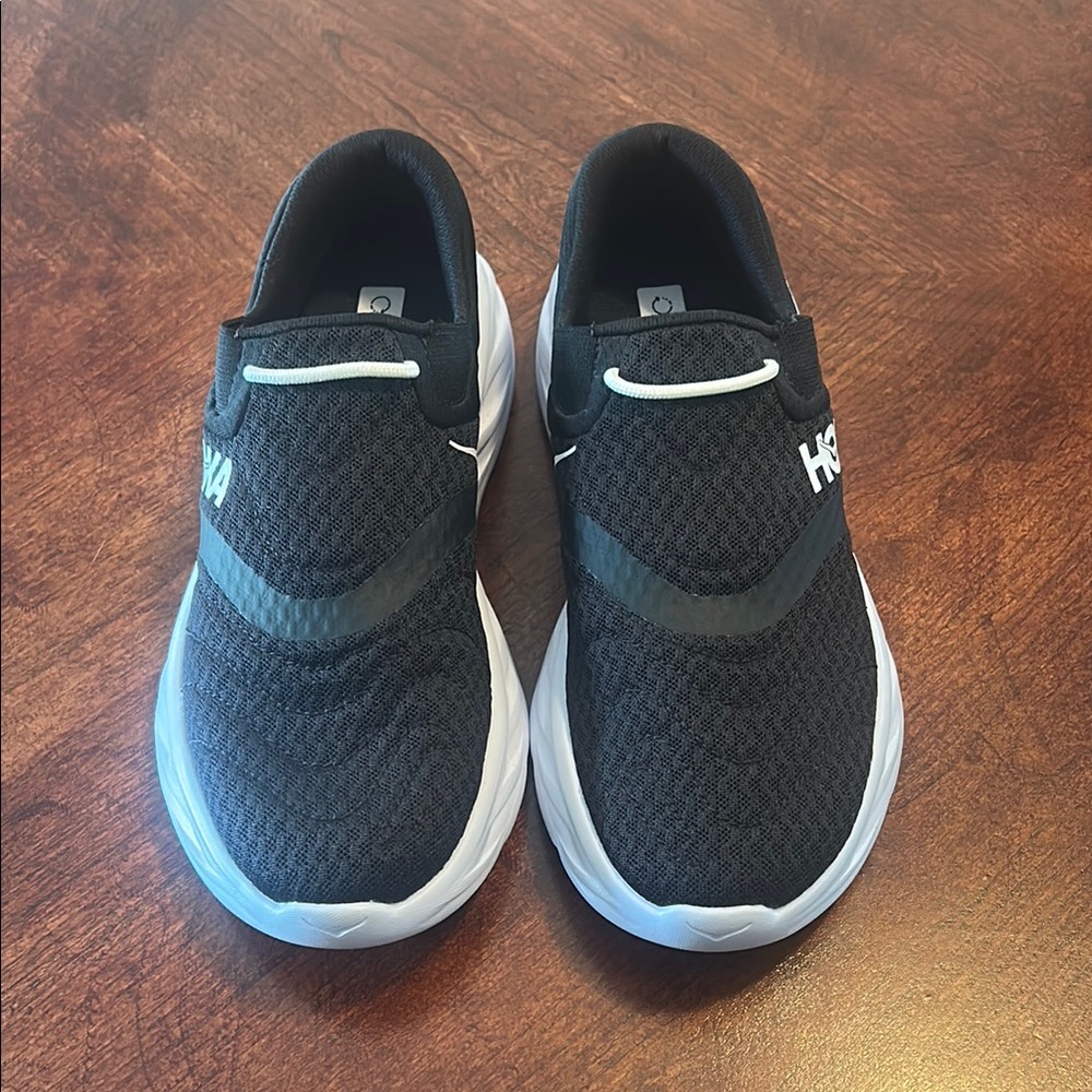Hoka Women's Black and White Slip-On Sneakers